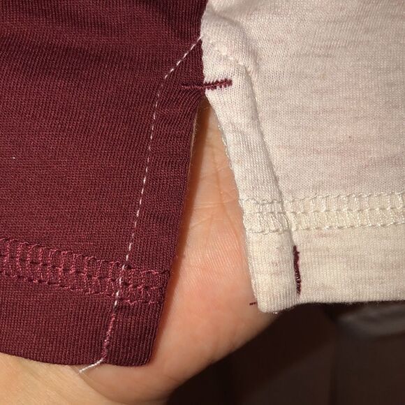 LEVI’S XL Angler Color block Port Wine Navy Beige Long Sleeve Crewneck Tee - Picture 7 of 10